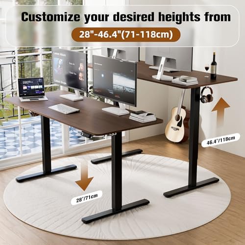 55"x24" Standing Desk, Height Adjustable Sit-Stand Home Office, Walnut