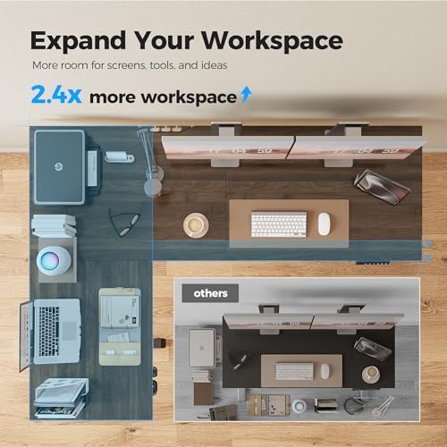 Agilestic L Shaped Standing Desk 63 inch Adjustable Height, Electric Corner Standing Desk, Sit Stand Computer Table with Splice Board, Dark Walnut