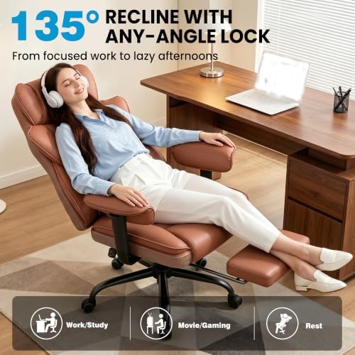 ALLGOD Office Desk Chair, Big and Tall Computer Gaming Chair with footrest