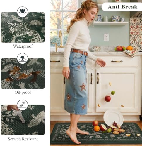 LEEVAN Anti Fatigue Kitchen Mats for Floor, Cushioned Kitchen Mat Set 2PCS