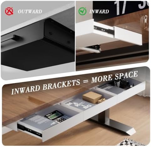 Under Desk Drawer with Gap-Free Side-by-Side Design, Hidden Handle Pull-Out Organizer for Office Desk (White, Steel, 1-Pack)