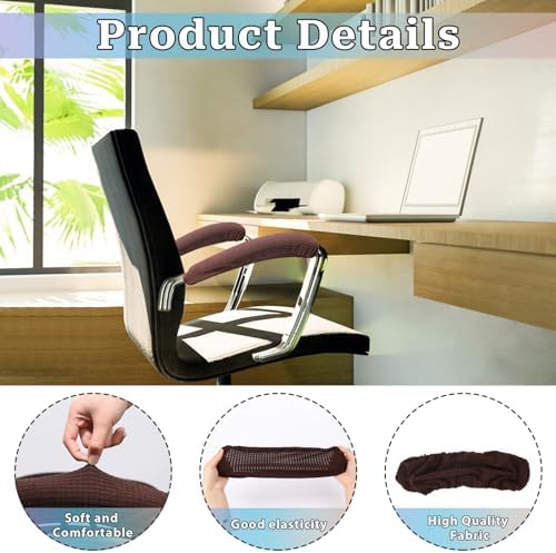 Vin Beauty Office Chair Armrest Covers, 2Pcs Office Removable Arm Rest Covering, Elastic Chair Armrest Covers, Office Seat Hand Rest Protector, Arm Covers Protectors for Office Chair(Coffee)