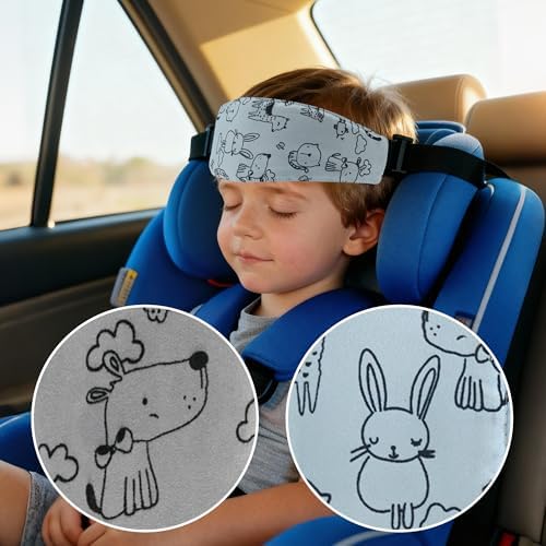 Luckyiren Car Seat Head Support Strap for Toddler, Cartoon Dog Print