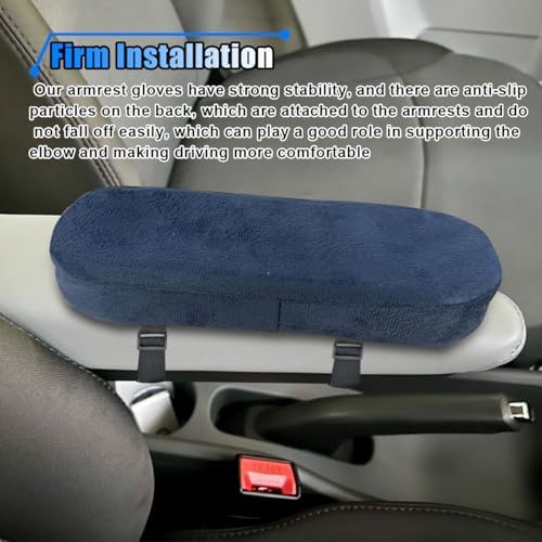 BDZMC 2PCS Car Seat Armrest Covers, Soft & Comfortable Office Chair Arm Pad, Anti-Scratch Car Armrest Cushion, Universal Car Armrest Pillow Protector Cover for Most Cars (Navy)