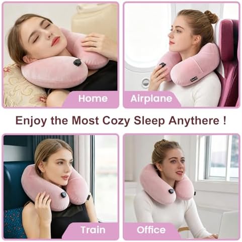 Keemall Inflatable Travel Neck & Shoulder Pillow for Airplanes&Long Trips