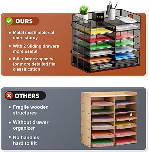 Marbrasse Literature Organizer, Paper Organizer Desk Organizers,Dark Black
