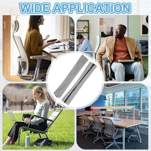 PATIKIL 18x4.3 in Office Chair Armrest Covers, 2 Pair Office Chair Arm Covers Long Computer Chairs Arm Rest Cover with Zipper Removable Rest Slipcover Hand Rest Protector, Light Gray