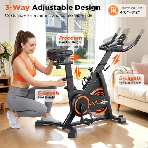 RELIFE REBUILD YOUR LIFE Exercise Bike, Friction Stationary Bike for Home
