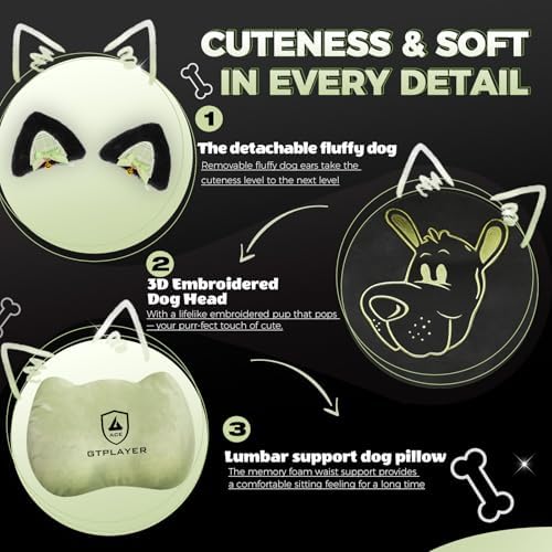 GTPOFFICE Cute Gaming Chair with Cat Ears, Ergonomic Computer Chair with Footrest Cat Paw Lumbar Support Comfortable Reclining Game Chair Desk Chair for Adult Teens, Soft Fabric, Green