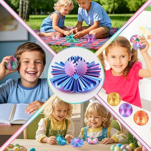 Gear Ball Fidget Toys Steampunk Gear Sphere Stress Relief for Kids Adults 3D Printed Unique Funny Birthday Gift for Christmas White Elephant Stocking Stuffer Easter (Ombre Purple, Dia. 2.5" )