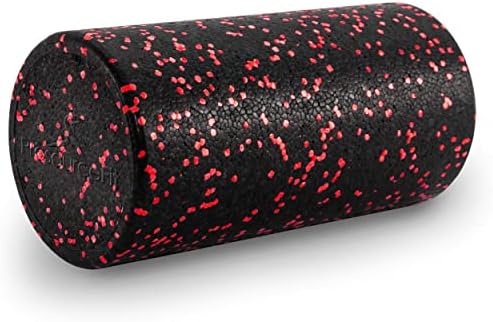 ProsourceFit High Density Foam Rollers 12 - inches long, Firm Full Body Athletic Massage Tool for Back Stretching, Yoga, Pilates, Post Workout Muscle Recuperation, Black/Red
