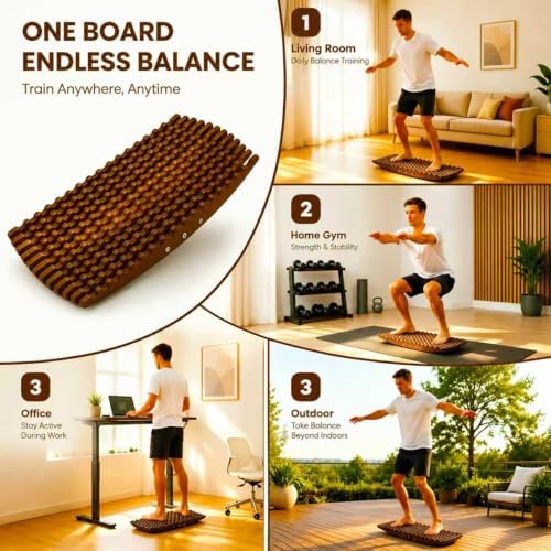 Textured Anti-Fatigue Balance Board 440Lbs with Massage Nodules Rocker Use