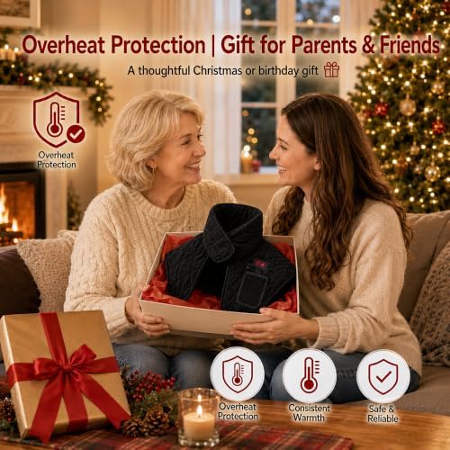 Neck Heating Pad for Neck and Shoulder Pain, 660nm & 850nm LED Shoulder Wrap, Heated Neck Wraps with 3 Heat & 3 Vibration Settings, USB Powered Soft Neck Warmer