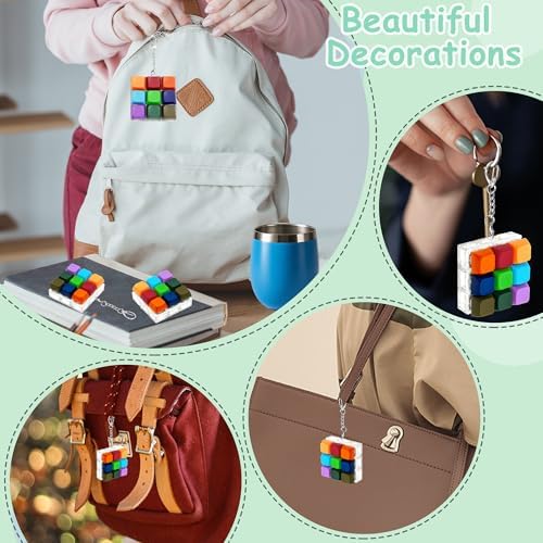 Keyboard Fidget Toy, Keyboard Fidget Keychain 9-in-1 Keyboard Decompression Button Finger Clicker Toys Stress Relief Fidget Gifts (Bright)