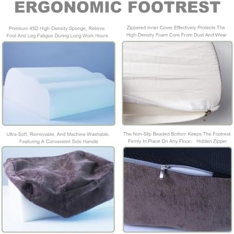 Foot Rest Under Desk for Office, Ergonomic Footrest, 2 Height Levels, Rocking Foot Stool Under Desk, Comfortable Foam Desk Foot Rest for Home Office, Gaming and Work (Dark Taupe)
