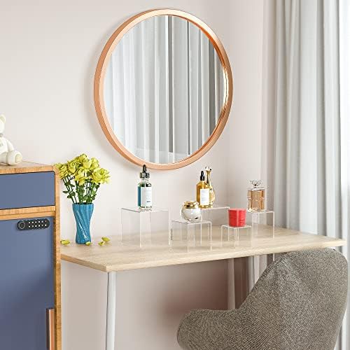 Sezanrpt Clear Acrylic Risers 3 pcs, Square Acrylic Food Display Stands Tabletop, Display Shelf for Vendors, Collectibles, Funko Pop, Food, Glasses, Perfume, Small Plants - 5''x6''x7''