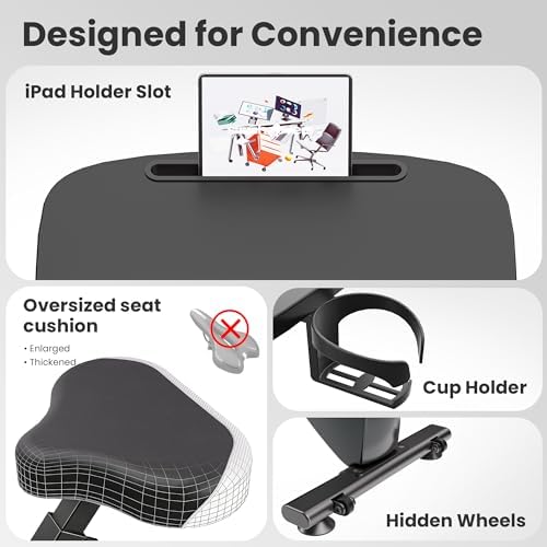 WALKINGDESK Exercise Bike Desk - Adjustable Pedal Desk with Foldable Design, Quiet 8-Level Magnetic Resistance, Laptop Tray, iPad Holder & Cup Holder for Home Office Workstation