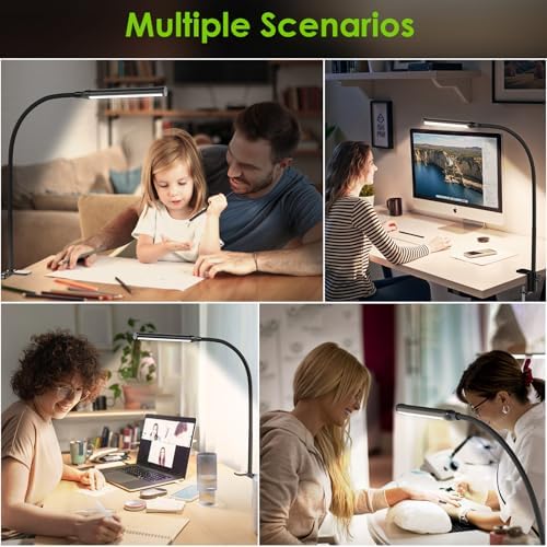ShineTech LED Desk Lamp with Clamp,Clip On Desk Lamp for Home Office