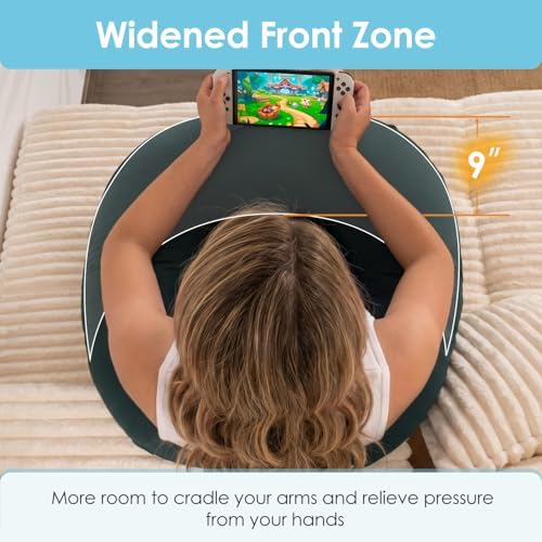 QUEEN ROSE Reading Pillow, Gaming Lap Pillow for Crocheting, Cooling Green