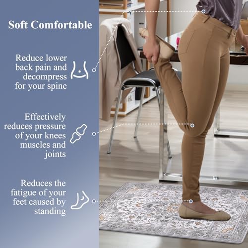 HEBE Anti Fatigue Kitchen Rugs Set of 2, Cushioned Kitchen Mats for Floor