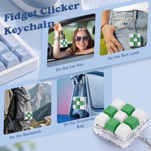Keyboard Fidget Toy, Creamy Fidget Clicker Keyboard Fidget Keychain, Button Fidget Gifts for Adults, Boost Focus & Ease Anxiety Anywhere — Perfect Stress-Relief Gift (3×3 Grid Layout V)