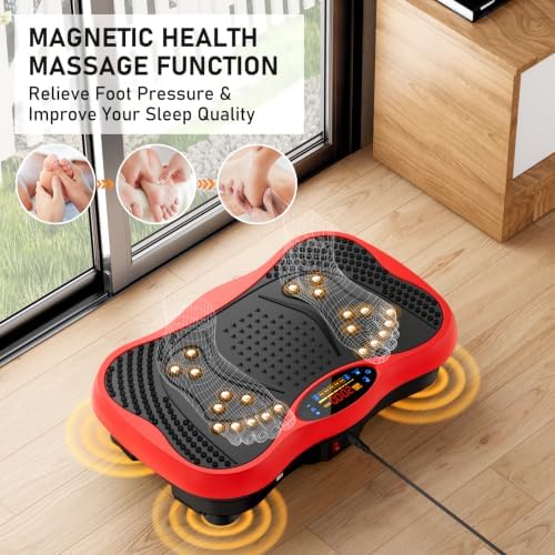 Vibration Plate Exercise Machine, 130 Levels Full Body Workout Vibrating Plate for Lymphatic Drainage Weight Loss, 450 Lbs Capacity Shake Platform with Bluetooth for Women Men
