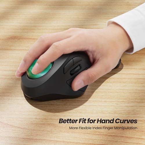 Nulea M505A Wireless Trackball Mouse Ergonomic 44mm Index Finger Control