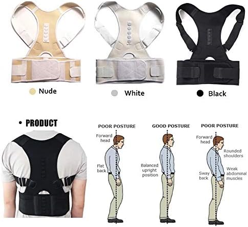 New Male Female Adjustable Magnetic Posture Corrector Corset Back Brace Belt Lumbar Support Straight de espalda(Nude,Small-S)