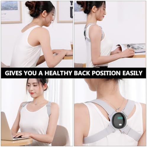 Veemoon Smart Posture Corrector Belt Electronic Posture Reminder Adjustable Back and Shoulder Hunchback Correction Support for Adults Gray