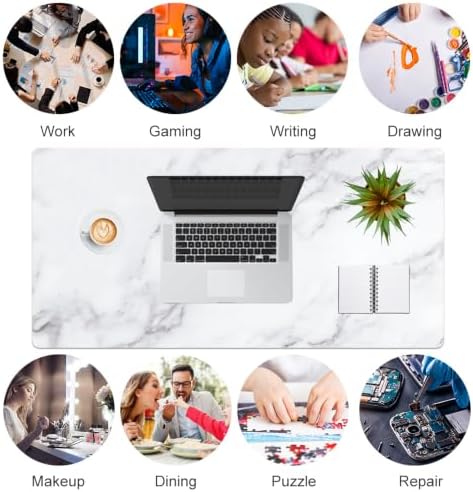 QIYI PU Leather Large Mouse Pad, Waterproof Desk Mat, 31.5" x 15.7", White