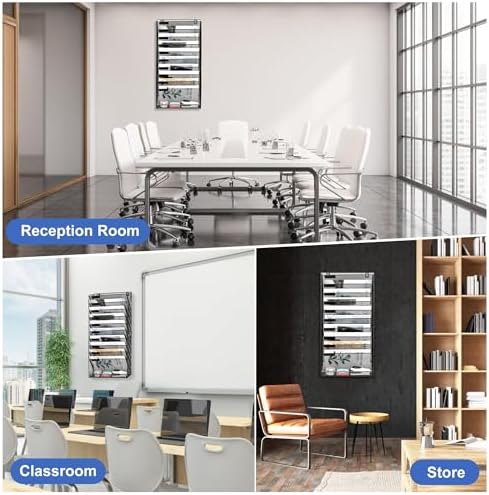 EasyPAG Wall File Holder 10 Tier Mesh Hanging Folder Organizer with Flat Tray Wall Mounted Mail Organizer Magazine Paper Desk Shelf with Nametag Label for Office Home School, Black