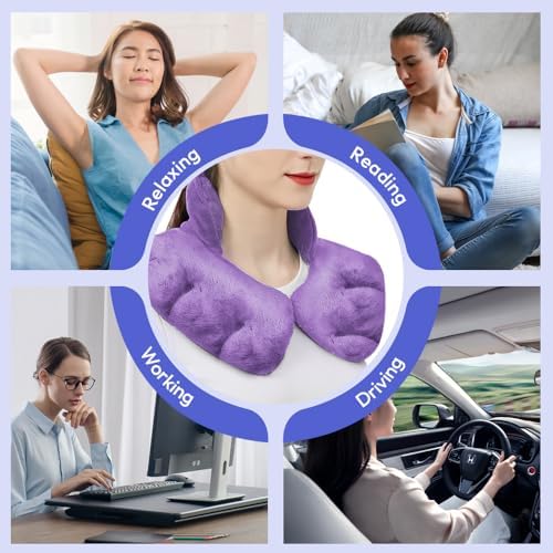 Microwavable Heat Pad for Neck and Shoulders, Warm Compress Wrap, Purple