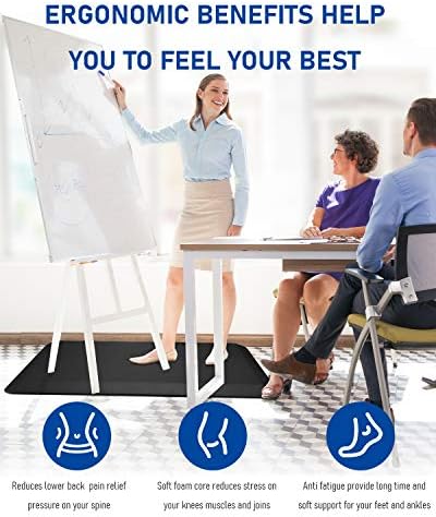 Anti Fatigue Standing Desk Pad - Comfort Floor Mat for Kitchens, Standing Desks and Garages, Relieves Foot, Knee, and Back Pain, Thicken Core Foam Phthalate Free (18x24x3/4-Inch, Black)