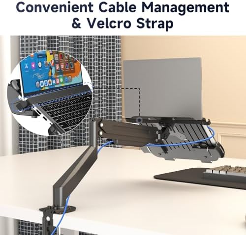 suptek Adjustable 13 to 18 inch Laptop VESA Arm Mount Tray for Monitor Arms and Stands (Tray Only),Fits 75x75/ 100x100 mm VESA Mount Holes,and Supports Weight up to 10lbs,Black(TP007)