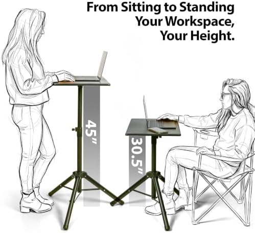 Victor Portable Adjustable Tripod Desk – Mobile Standing Desk, Height Adjustment (30.5" to 45") for Laptops, Projectors, and More – Compact, Lightweight & Stable for Home, Office, or Classroom (DC530)