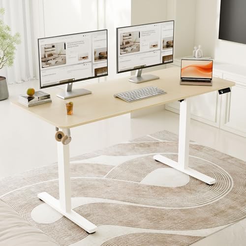 ERGOMAKER 55"x24" Standing Desk, Adjustable Sit-Stand Home Office, Oak