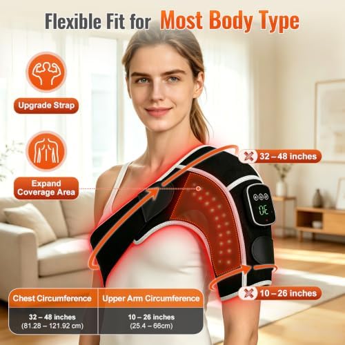 Cordless Red Light Therapy for Shoulder & Knee with Vibration Massage&Heat