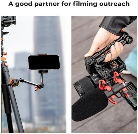 K&F CONCEPT 9.8" Magic Arm, 1/4" Screw Camera Mount Arm 360° Ball Heads