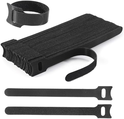 Nettbe Reusable Cable Ties, 60 PCS 8 Inches Adjustable Cord Straps Wire Organizer Cord Wrap and Hook Loop Cable Management