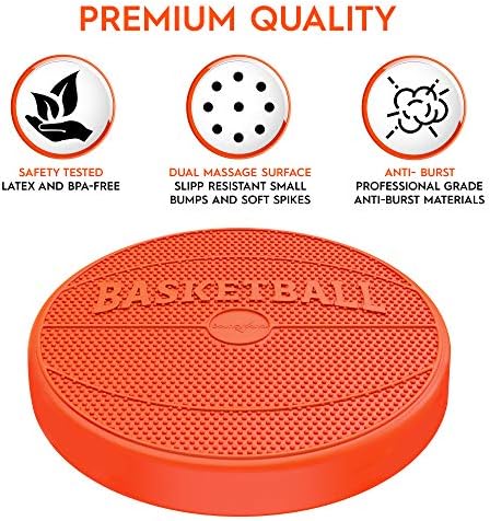 Shaped Wiggle Seats by Bouncyband–Orange Basketball, 13”x13”x2.2”