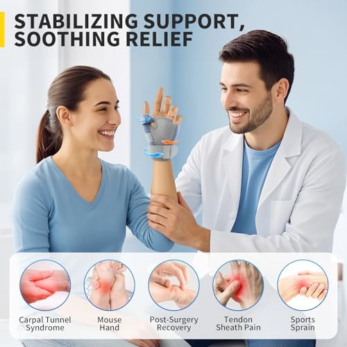 CAMBIVO Thumb Brace with Adjustable Straps, Breathable Wrist Support with Open-Palm for Arthritis, De Quervain's Tenosynovitis, Sprains, Fits Right or Left (Lake Blue, S/M) (Pack of 2)