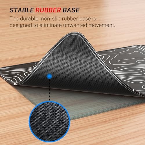 MROCO Essential Office & Gaming Mouse Pad, 8.5 x 11 Inch, Black Topographic