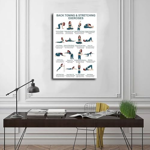 Back Exercises Seated And Standing Back Exercise Upper And Lower Home Workout Chart Gentle No Equipment Exercise Canvas Poster Wall Art for Living Room Bedroom Decor Unframe 20x30inch