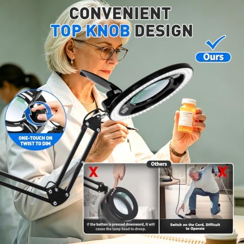 KIRKAS Magnifying Glass with Light, 2,200 Lumens Magnifying Lamp 12X