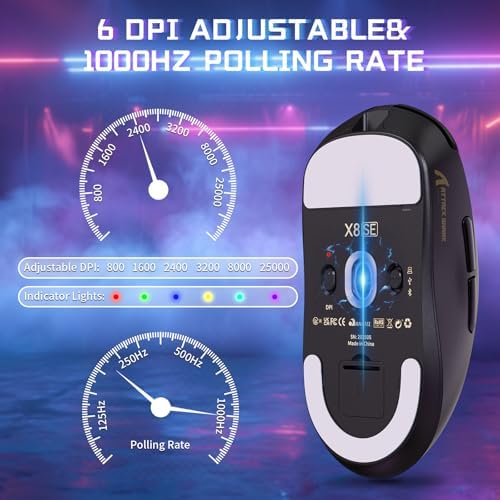 ATTACK SHARK X8 SE Tri-Mode Wireless Gaming Mouse Ergonomic 59g Lightweight