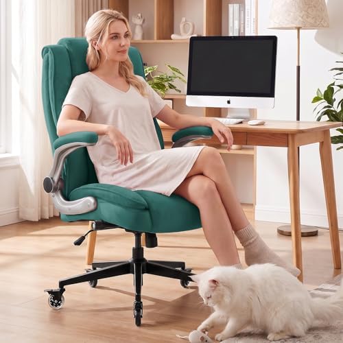 Fabric High Back Office Chair, Thick Padded Ergonomic Computer Desk Chair