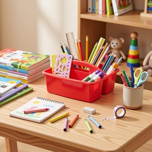 Kathfly 4 Pack Classroom Caddy Organizer with Handle Bulk, Blue Red