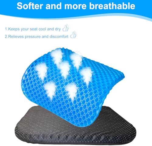 EVEME Gel Seat Cushion for Long Sitting with Handle-Large & Thick & Soft & Breathable-Gel Cushion for Wheelchair, Gel Chair Cushion for Hip Pain, Gel Seat Cushion for Office Chair