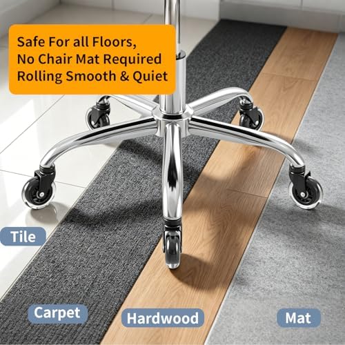 8T8 3" Office Chair Wheels (As Seen On PRC) Replacement Heavy Duty, Universal Rubber Chair Casters Fit 98% Chair, Quiet Smooth Rolling for Hardwood Floor Carpet Mats, Black