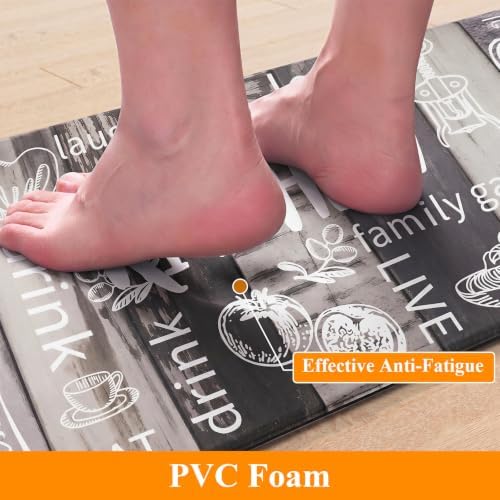 HEBE Anti Fatigue Kitchen Rugs Set of 2, Cushioned Kitchen Mats for Floor